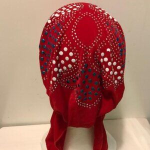 RED Pre-Tied Stud Fashion Cap Slip On Bonnet Hijab Undercap #1